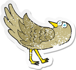 retro distressed sticker of a cartoon bird