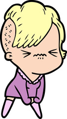 cartoon annoyed hipster girl