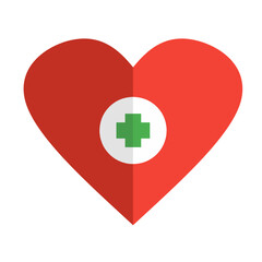 heart with green cross icon, hospital icon, healt care icon, cure icon