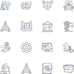 Hospitality industry line icons collection. Hospitality, Tourism, Accommodation, Customer service, Travel, Restaurant, Tourism management vector and linear illustration. Lodging,Hotel,Guest outline