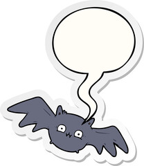 cartoon vampire halloween bat with speech bubble sticker