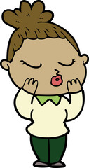 cartoon calm woman