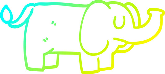 cold gradient line drawing of a cartoon funny elephant