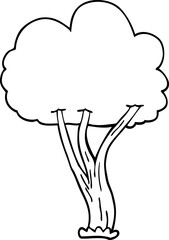 line drawing cartoon blooming tree