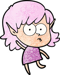 cartoon elf girl staring