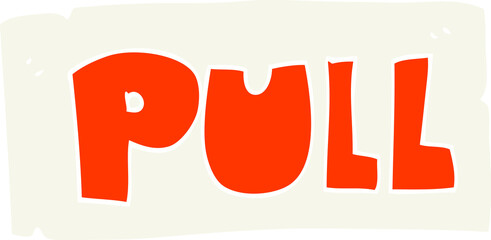 flat color illustration of door pull sign