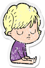 distressed sticker of a cartoon woman