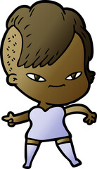 cute cartoon girl with hipster haircut