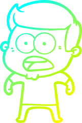 cold gradient line drawing of a cartoon shocked man