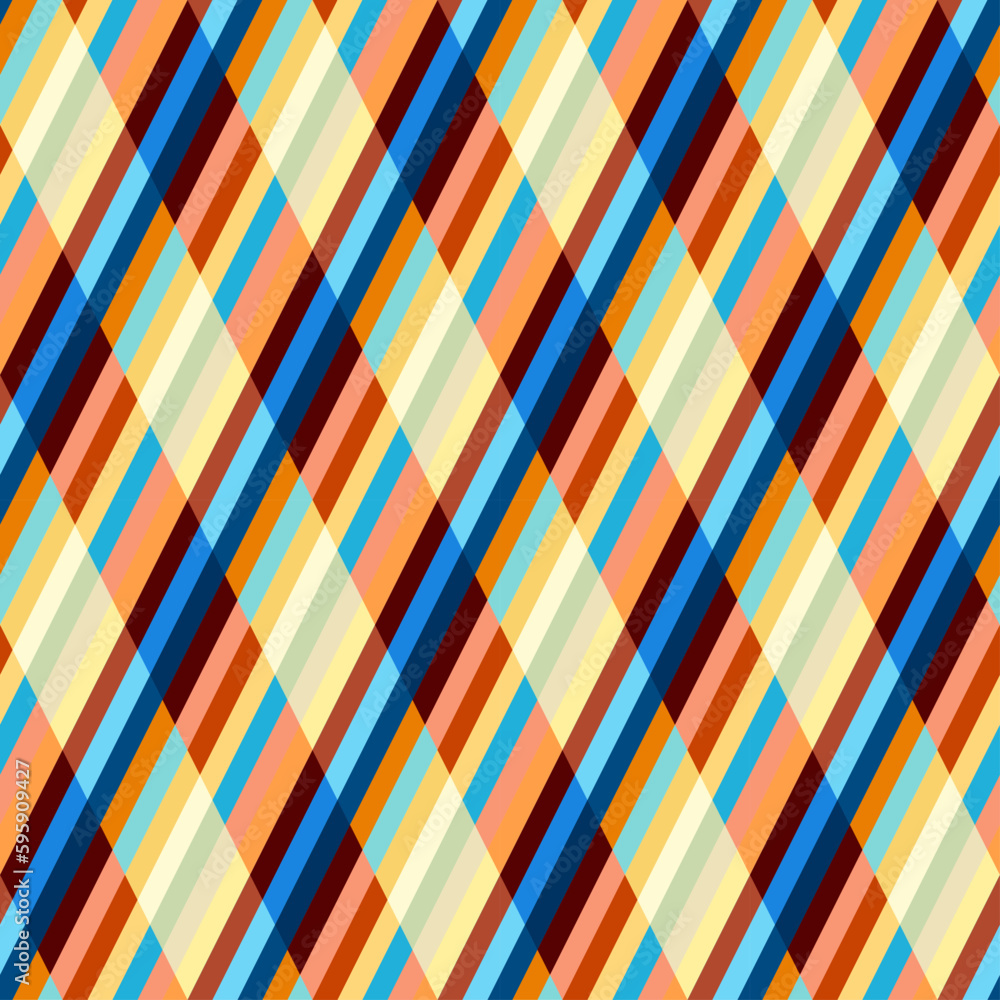 Poster Classic argyle seamless pattern background. Vector image. Plaid patchwork style. Diagonal lines pattern.