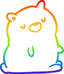rainbow gradient line drawing of a cute bear