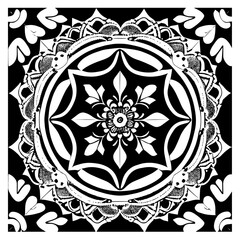 Floral Mandala Pattern Vector Black and White Design