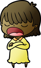 cartoon woman talking loudly