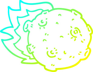 cold gradient line drawing of a cartoon asteroid