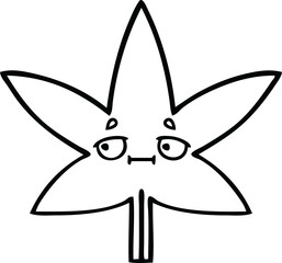 line drawing cartoon of a autumnal leaf