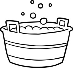 line drawing of a old tin bath full of water