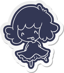 cartoon sticker of a cute kawaii girl