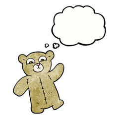 freehand drawn thought bubble textured cartoon teddy bear