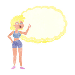 freehand retro cartoon gym woman