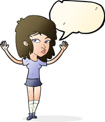 cartoon pretty girl with speech bubble