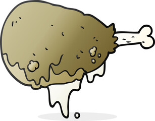 freehand drawn cartoon cooked chicken leg