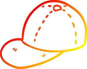 warm gradient line drawing of a cartoon baseball cap