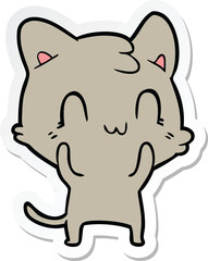 sticker of a cartoon happy cat