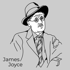 James Joyce was an Irish writer, journalist and teacher, poet, representative of modernism. Vector.