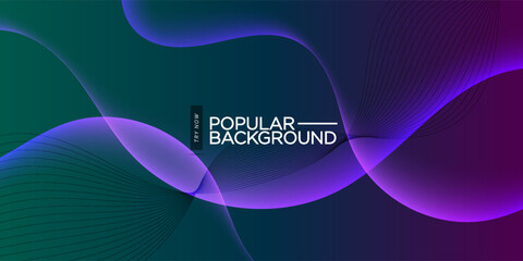 Dark flow green and purple wave light on dark abstract background. Popular dynamic background. Eps10 vector