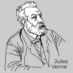 Jules Verne - French writer, classic of adventure literature, one of the founders of the science fiction genre. Vector