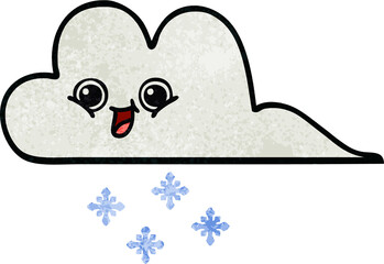 retro grunge texture cartoon of a snow cloud