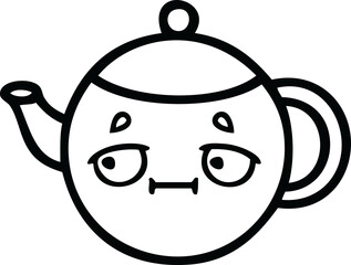 Obraz premium line drawing cartoon of a teapot