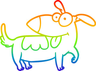 rainbow gradient line drawing of a happy dog