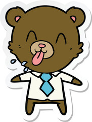 sticker of a rude cartoon bear boss