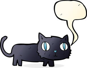 cartoon black cat with speech bubble