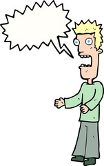 cartoon man freaking out with speech bubble