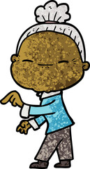 cartoon peaceful old woman