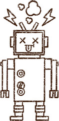 Crazy Robot Charcoal Drawing