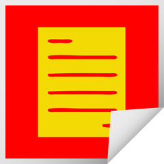 Obraz premium square peeling sticker cartoon of a sheet of paper