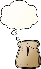 cartoon toast with thought bubble in smooth gradient style