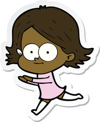 sticker of a happy cartoon girl