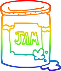 rainbow gradient line drawing of a cartoon jam pot