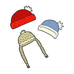 freehand drawn cartoon winter hats