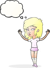 cartoon pretty girl with thought bubble