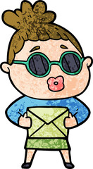 cartoon woman wearing sunglasses