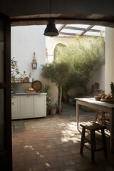 Tuscan courtyard, Generative AI
