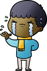 Obraz premium cartoon man crying