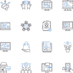 Creation management line icons collection. Ideation, Conception, Innovation, Creativity, Design, Development, Planning vector and linear illustration. Execution,Strategy,Productivity outline signs set