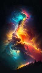 Space vector art wallpaper with stars, Colorful milky way, Generative AI