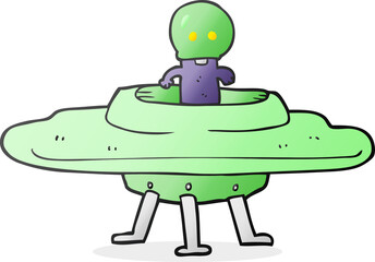 freehand drawn cartoon flying saucer